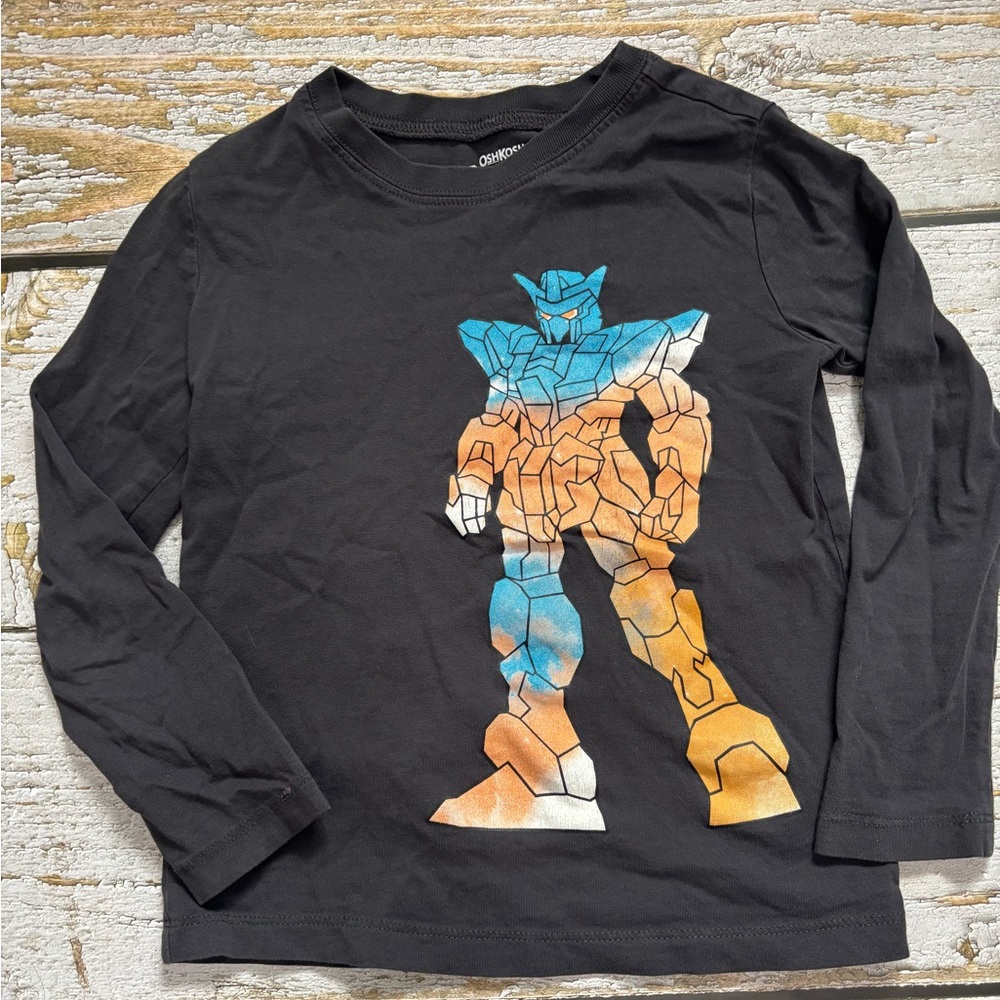5/$25 OshKosh B'gosh Black Long Sleeve with Robot Graphic